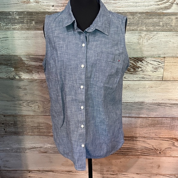 Tommy Hilfiger Denim Blue Button-Up Shirt - Picture 1 of 4